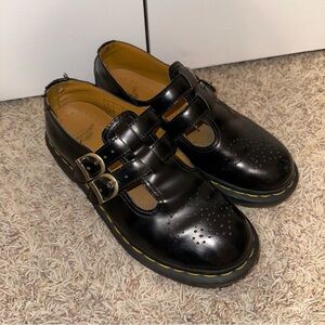 Dr. Doc Martens Size 8 Black Leather Mary Janes Double Strap # 12916